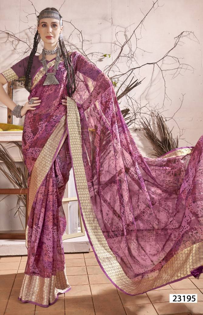 Alonica By Vallabhi Abstract Printed Chiffon Saree Suppliers In India